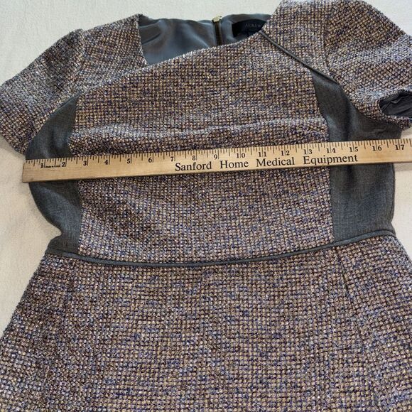 J. Crew Dress Gray Metallic Tweed Wool Blend Pleated Fit & Flare Skater Dress 8 - Picture 8 of 12